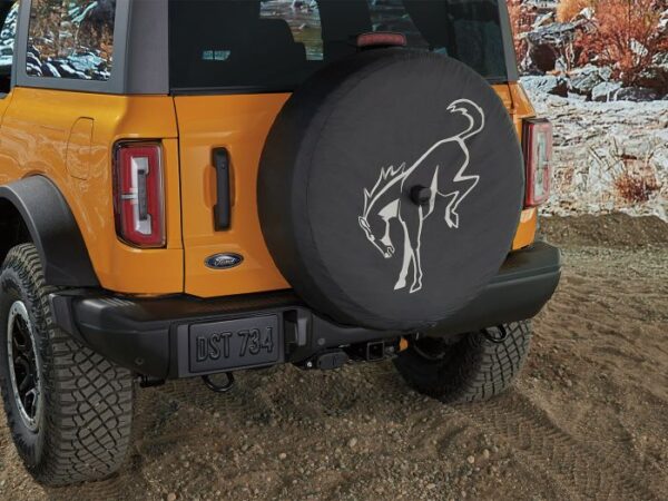 SPARE TIRE COVER - ABSTRACT BRONCO, OXFORD WHITE INK, FOR 32 INCH TIRE Part No M2DZ-9945026-A