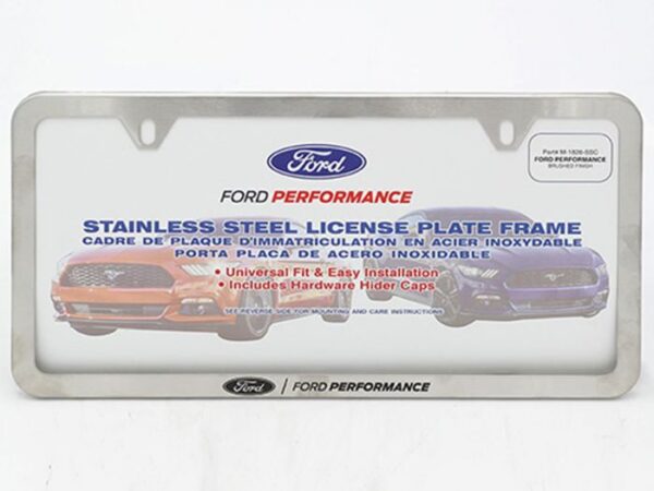 FORD PERFORMANCE SLIM LICENSE PLATE FRAME-BRUSHED STAINLESS STEEL Part No M-1828-SSC